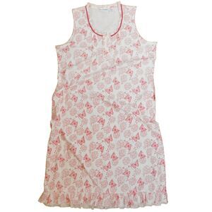 NorthStyle Nightgown Cotton Sleeveless Summer Pajamas Butterflies Red White MINT